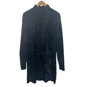 Tapemeasure NY Vtg Black Crushed Velvet Tunic Dress  Button Neck Sz M Goth Witch